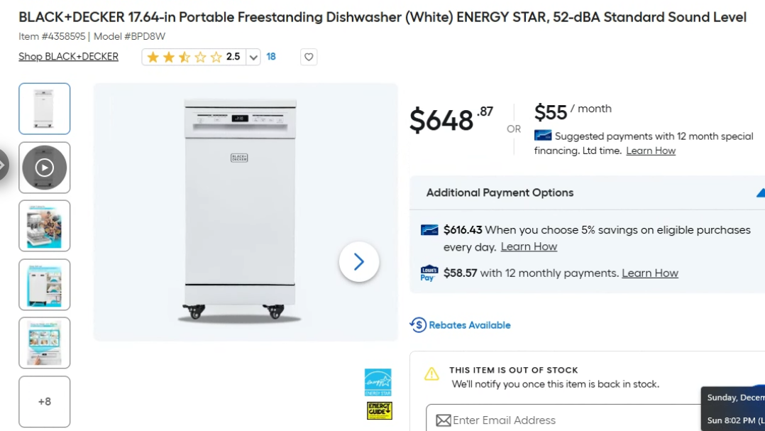 BLACK+DECKER 17.64-in Portable Freestanding Dishwasher - Photo 7